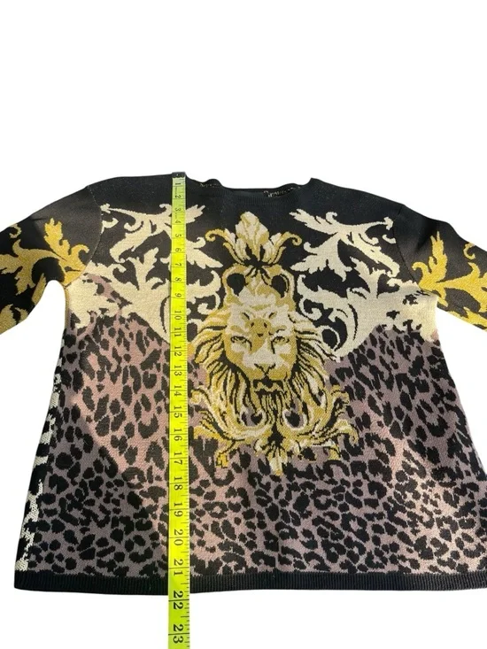 MINKPINK Black Multi Gold Metallic Lion Baroque Knit Sweater (XS) - Picture 10 of 14